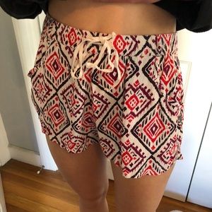 Patterned flowy, soft shorts.